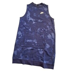 Nike Women's Blue Tie Dyed Knee Length Tank Top Dress - M